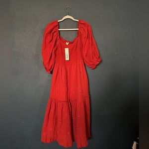FREE PEOPLE DUPE-Large, red midi dress
